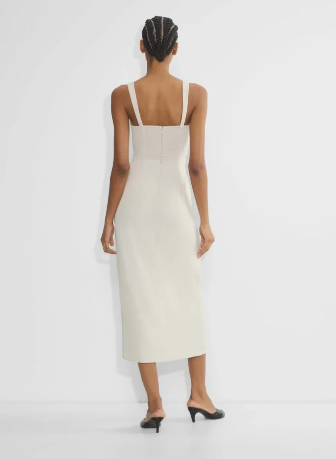90-talls midi-kjole i sateng med spalte