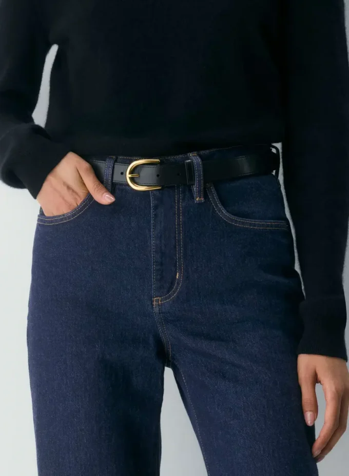 Accent Solid Brass Leather Belt