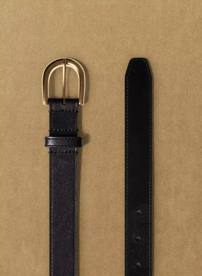 Accent Solid Brass Leather Belt