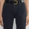 Accent Solid Brass Leather Wide Belt