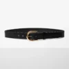 Accent Solid Brass Leather Wide Belt
