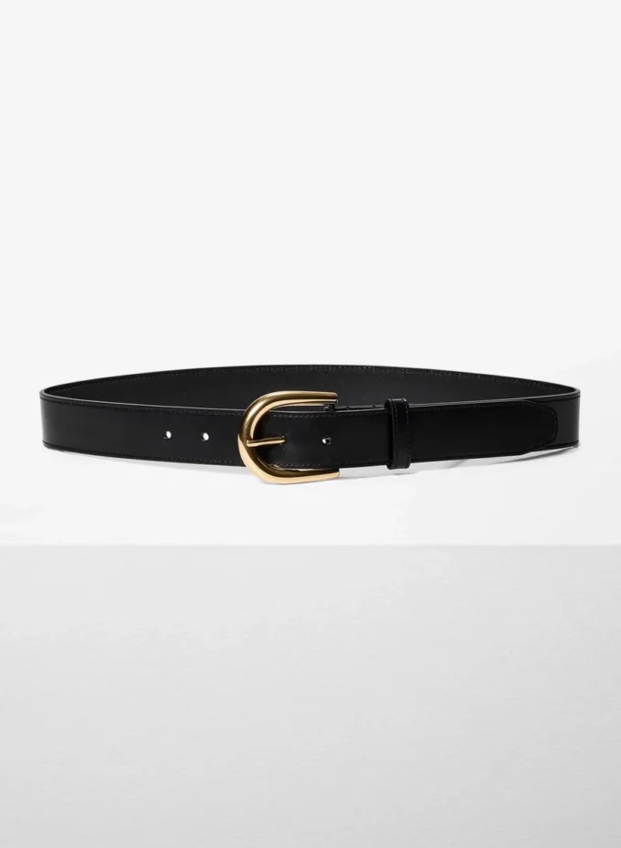 Accent Solid Brass Leather Wide Belt