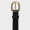 Accent Solid Brass Leather Wide Belt
