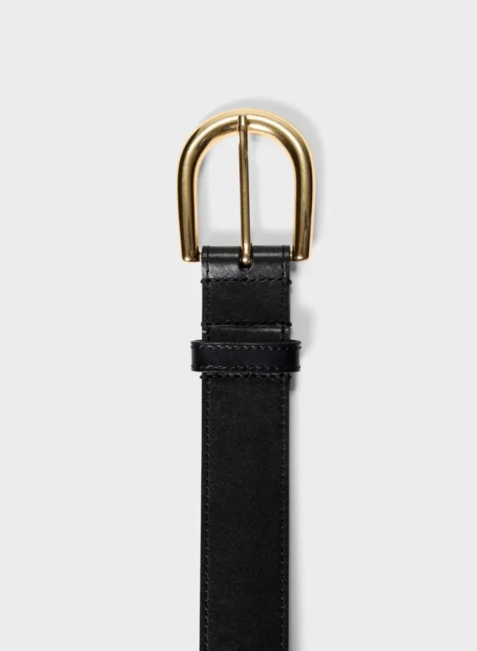Accent Solid Brass Leather Wide Belt