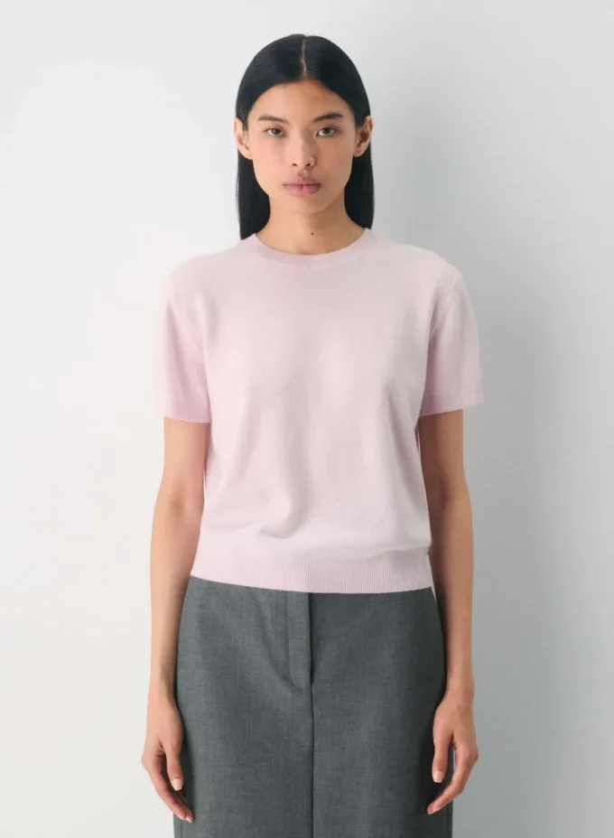 Bare Cashmere kortermet genser med rund hals Bare Cashmere kortermet genser med rund hals