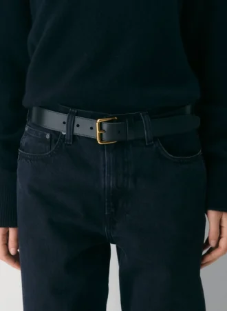 Bredt belte i solid messing og skinn