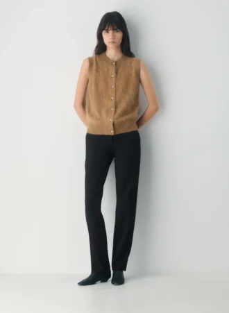 Brushed Cashmere ermeløs cardigan