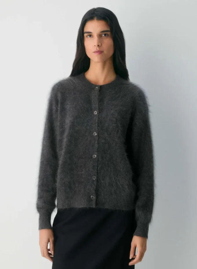 Brushed Cashmere Relaxed Crew Cardigan Brushed Cashmere Relaxed Crew Cardigan