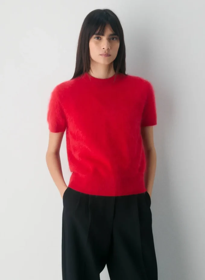 Brushed Cashmere Shortsleeve Crew Sweater Brushed Cashmere Shortsleeve Crew Sweater