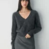 Brushed Cashmere Shrunken V-neck Sweater Brushed Cashmere Shrunken V-neck Sweater
