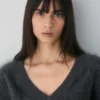 Brushed Cashmere Shrunken V-neck Sweater Brushed Cashmere Shrunken V-neck Sweater