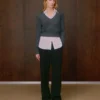 Brushed Cashmere Shrunken V-neck Sweater Brushed Cashmere Shrunken V-neck Sweater