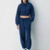 Cozy Sweatfleece Boyfriend Mock Crop Zip-up