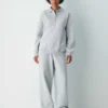 Cozy Sweatfleece Boyfriend Polo Sweatshirt