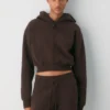 Cozy Sweatfleece Perfect Crop Zip Hoodie