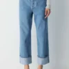Denim Forum 90-talls vintage lavt sittende jeans med mansjetter Denim Forum 90-talls vintage lavt sittende jeans med mansjetter
