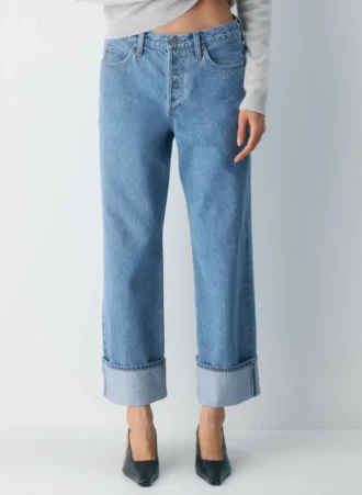 Denim Forum 90-talls vintage lavt sittende jeans med mansjetter