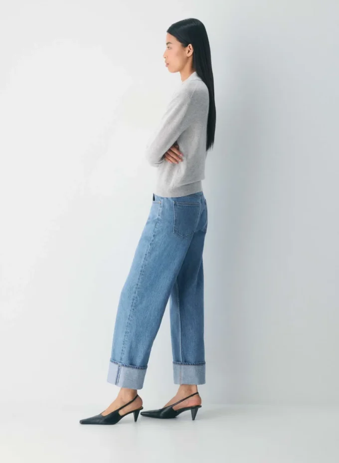 Denim Forum 90-talls vintage lavt sittende jeans med mansjetter Denim Forum 90-talls vintage lavt sittende jeans med mansjetter