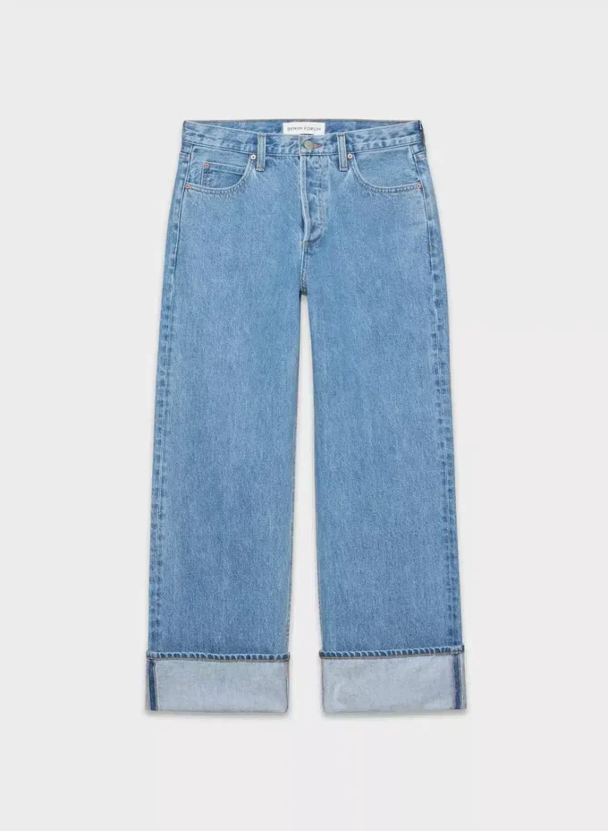 Denim Forum 90-talls vintage lavt sittende jeans med mansjetter Denim Forum 90-talls vintage lavt sittende jeans med mansjetter