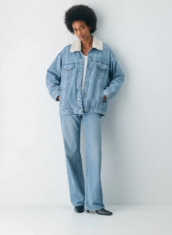 Denim Forum 90-talls vintage sherpa-denimjakke Denim Forum 90-talls vintage sherpa-denimjakke