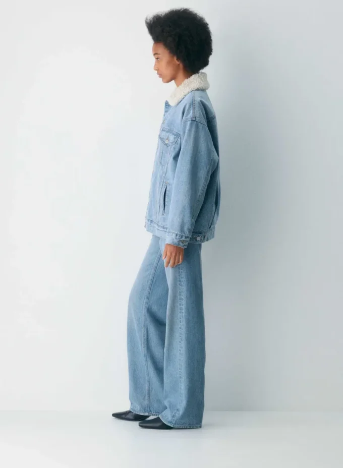 Denim Forum 90-talls vintage sherpa-denimjakke Denim Forum 90-talls vintage sherpa-denimjakke