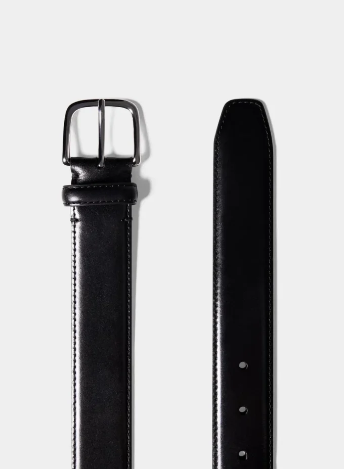 Essential bredt belte i massivt messing og skinn