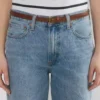 Essential Solid Brass Leather Slim Belt