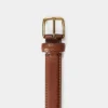 Essential Solid Brass Leather Slim Belt