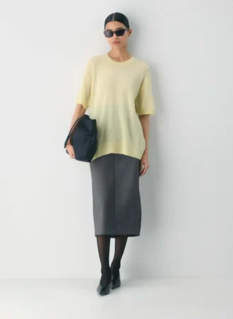 Feather Cashmere Avslappet genser med korte ermer