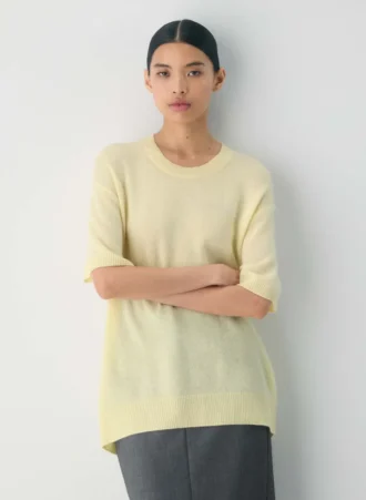 Feather Cashmere Avslappet genser med korte ermer