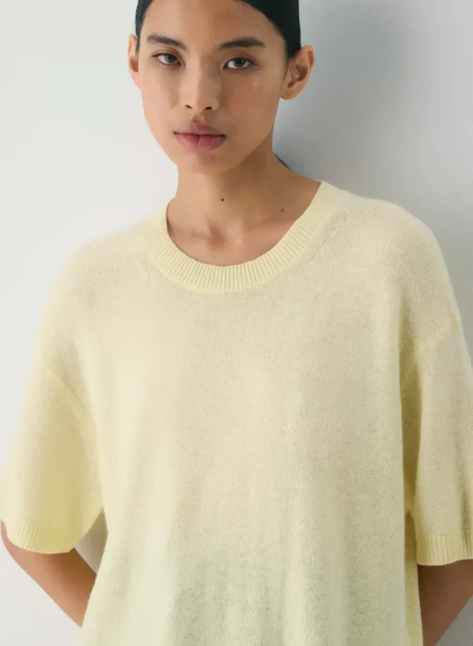 Feather Cashmere Avslappet genser med korte ermer