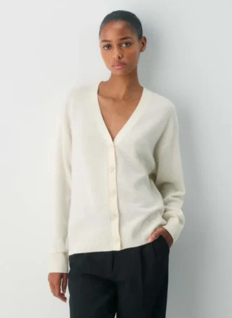 Feather Cashmere Avslappet V-hals cardigan