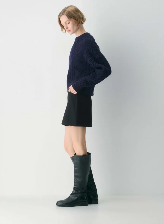 Heritage Knit Merino Wool Crew Hi-hip Sweater