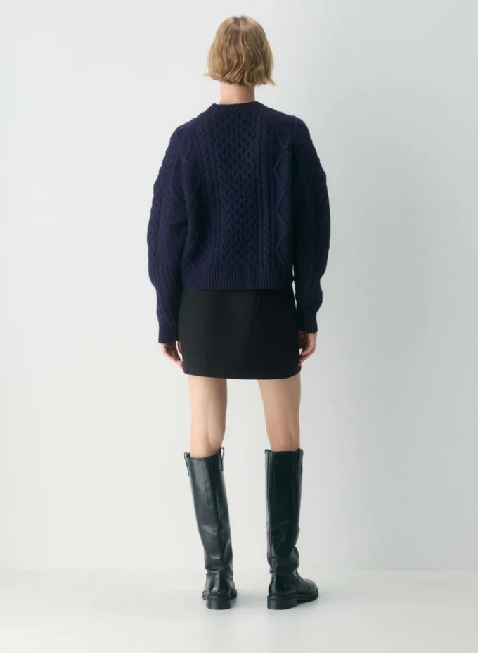 Heritage Knit Merino Wool Crew Hi-hip Sweater