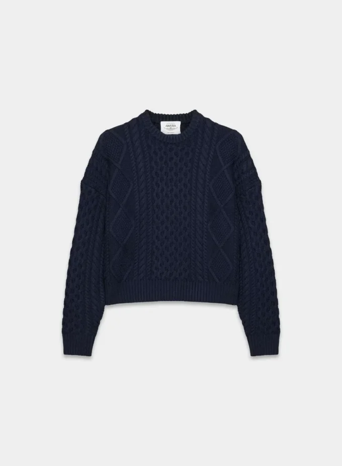 Heritage Knit Merino Wool Crew Hi-hip Sweater