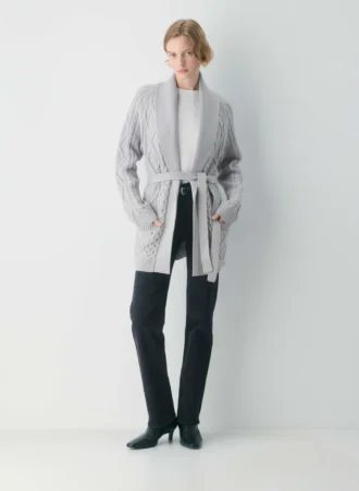 Heritage Knit Merino Wool Open-front Cardigan