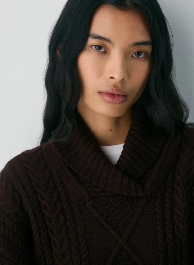 Heritage Knit Merino Wool Shawl Neck Sweater Heritage Knit Merino Wool Shawl Neck Sweater