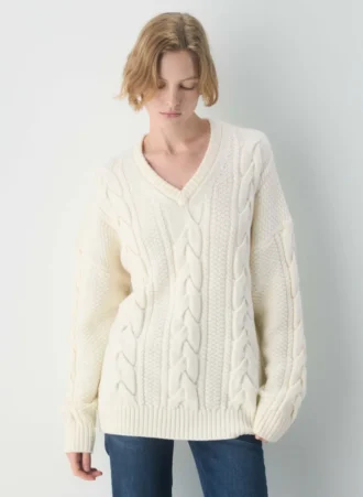 Heritage Knit Merino Wool V-neck Sweater