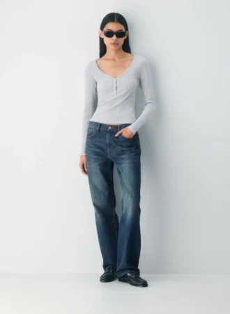 HomeStretch™ Rib Henley langermet