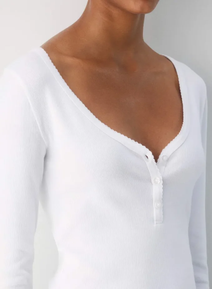 HomeStretch™ Rib Lace Henley Longsleeve