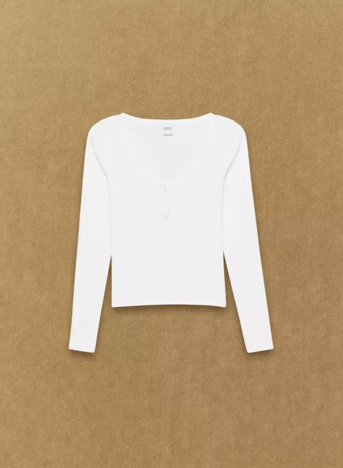 HomeStretch™ Rib Lace Henley Longsleeve
