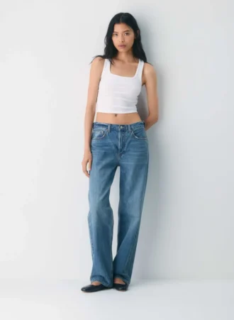 HomeStretch™ Rib Squareneck Waist Tank