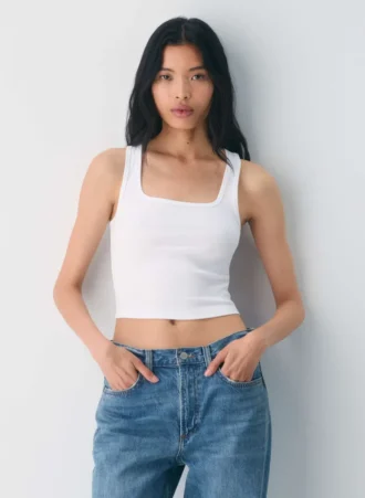HomeStretch™ Rib Squareneck Waist Tank