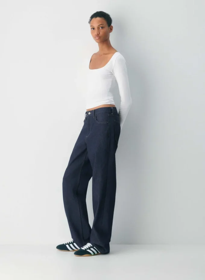 HomeStretch™ Smooth bred rund hals langermet