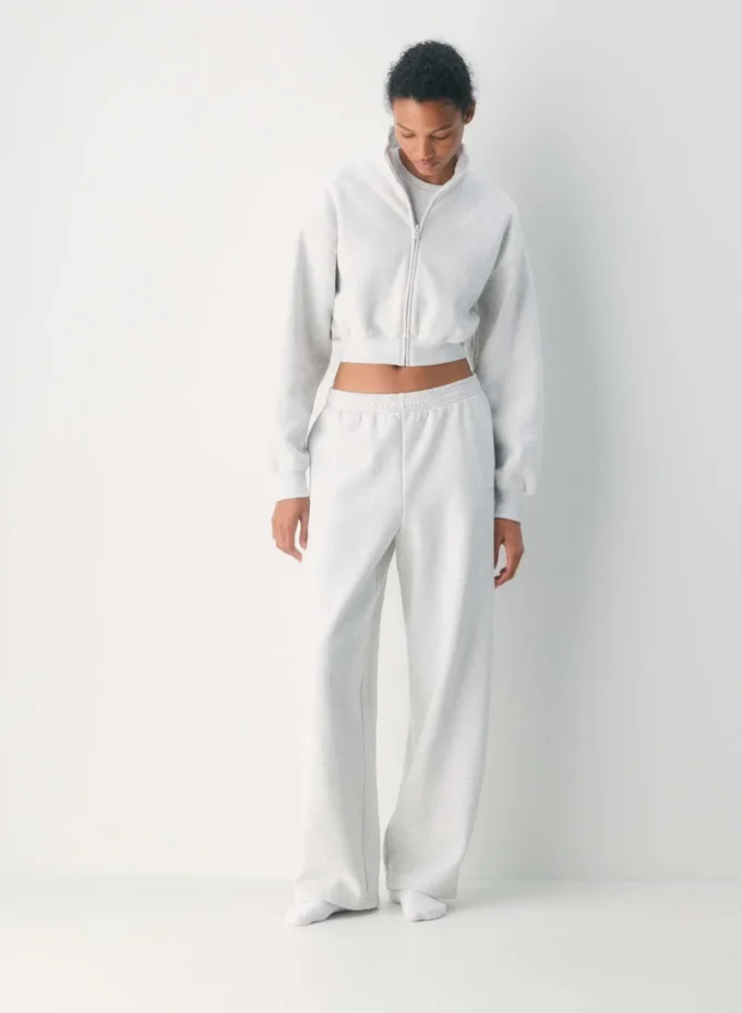 Koselig sweatfleece-bukser med vid ben