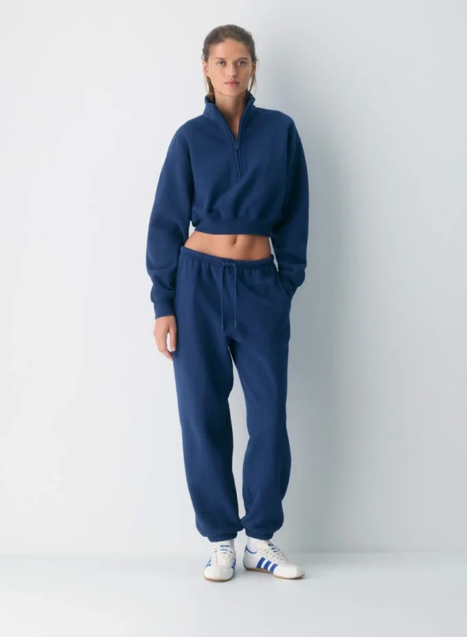 Koselig sweatshirt i fleece Boyfriend Crop 1/2 Zip