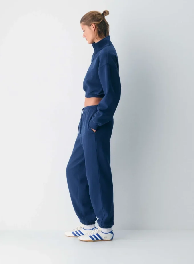 Koselig sweatshirt i fleece Boyfriend Crop 1/2 Zip