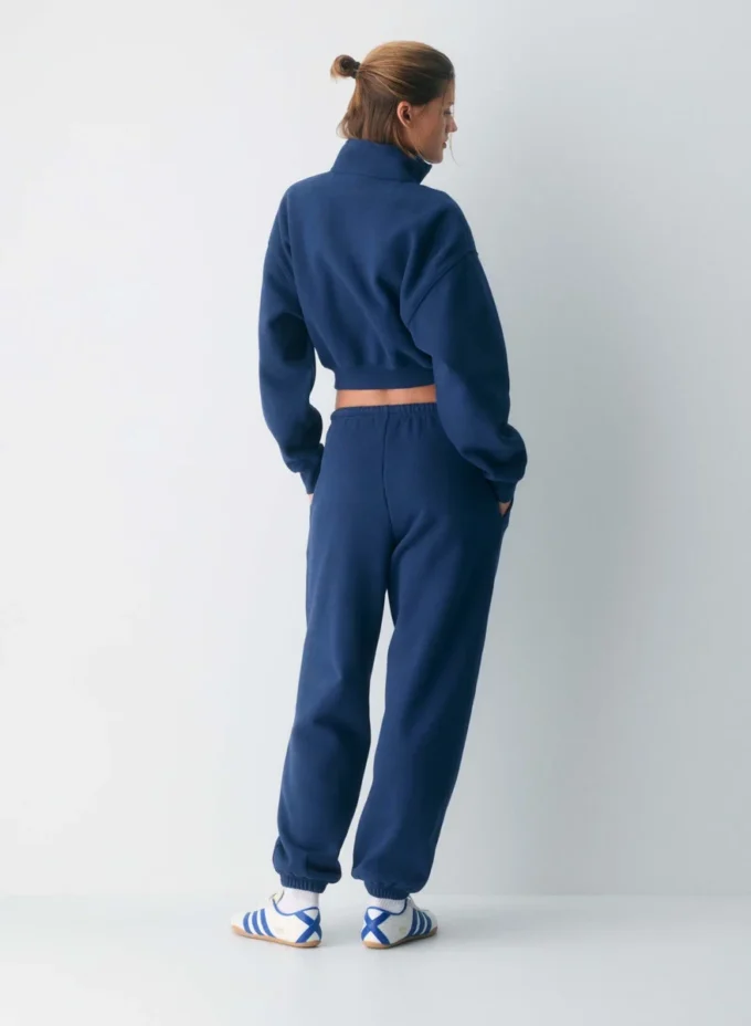 Koselig sweatshirt i fleece Boyfriend Crop 1/2 Zip