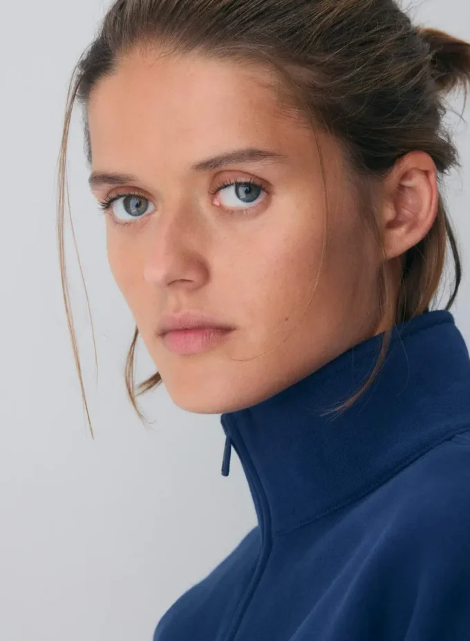 Koselig sweatshirt i fleece Boyfriend Crop 1/2 Zip