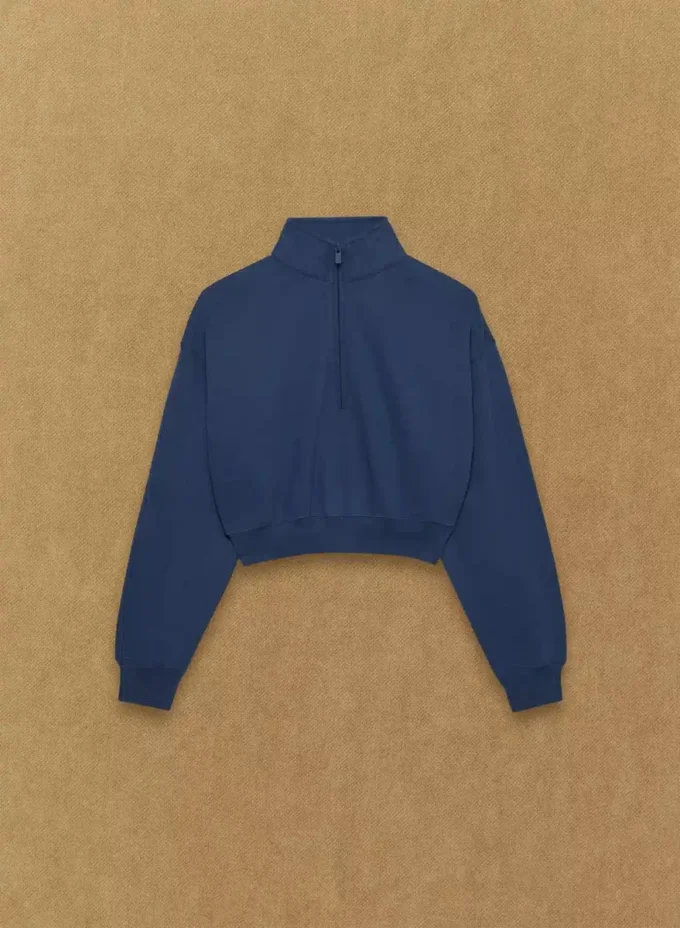 Koselig sweatshirt i fleece Boyfriend Crop 1/2 Zip